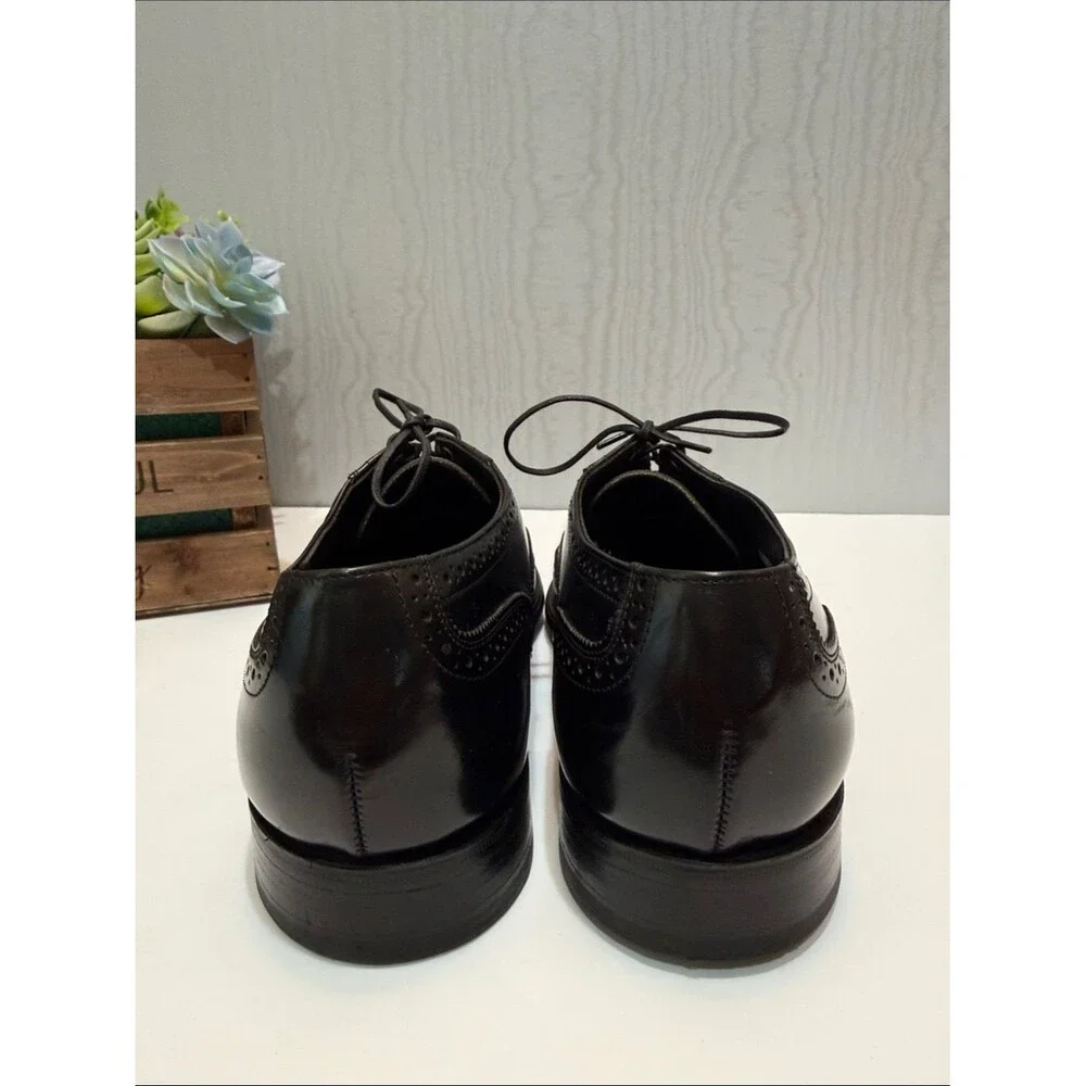 Vintage Hanover Master-Flex Black All Leather Wingtip Oxfords USA Sz 12 E/C